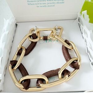 Stella & Dot Leather Chain Link Bracelet - NIB